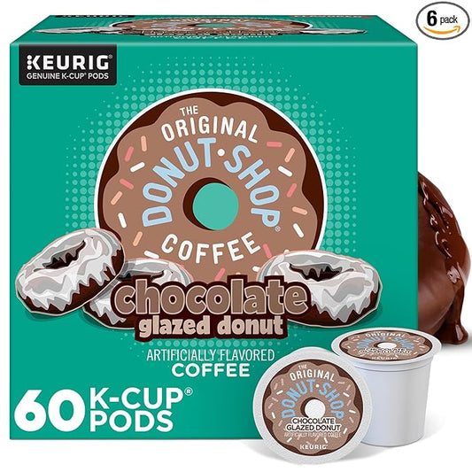The Original Donut Shop Coffee Chocolate Glazed Donut Keurig Single-Serve K-Cup Pods, Medium Roast Coffee, 60 Count (6 Packs of 10)
