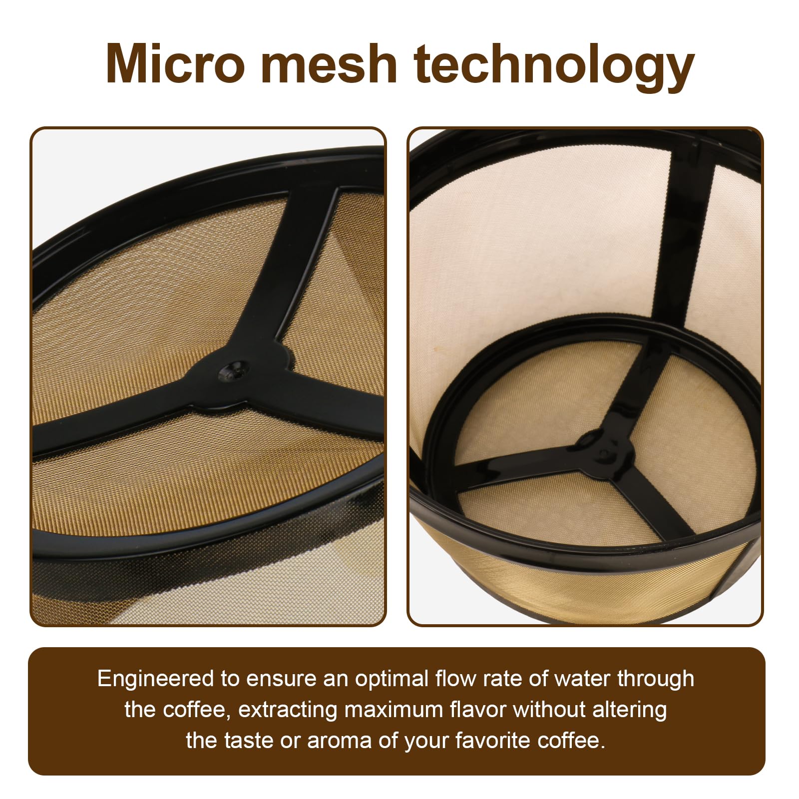 Reusable Coffee Filters 8-12 Cup Compatible with Black Decker Mr Coffee & Most Standard 8-12 Cup