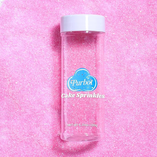 Pink Sanding Sugar Sprinkles, 6.35 Oz Edible Sparkling Sugar Crystals for Baking Cookies Ice Cream Cupcake Cake Decorations