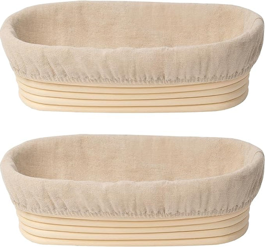 KIKCOIN Banneton Bread Proofing Basket, 12 Inch Oval Sourdough Bread Baking Supplies, Sourdough Proofing Basket Set of 2, Sourdough Starter Kit for Home Baking