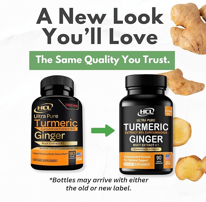 Turmeric Curcumin with Ginger ??1750mg High-Potency Formula with 95% Standardized Curcuminoids and Ginger Extract ??Black Pepper for Enhanced Absorption ??60 Vegan Capsules