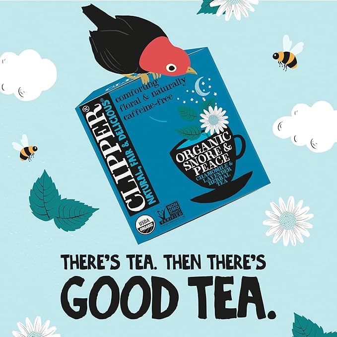 Clipper Tea Snore and Peace Chamomile & Lavender Herbal Tea ??Caffeine Free, USDA Organic, Great Hot or Iced ??Comfortingly Floral, Natural, Fair & Delicious ??50 Tea Bags