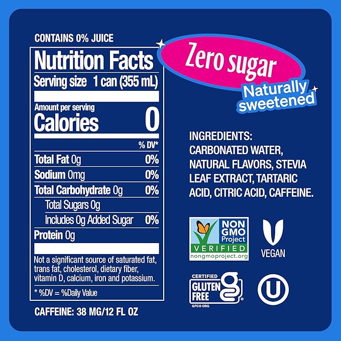Zevia Zero Sugar Soda, Cherry Cola, 16 oz Cans (12-Pack) ??Naturally Sweetened, Zero Calorie Sugar Free Soda - Non-GMO Project Verified, Gluten-Free, Vegan