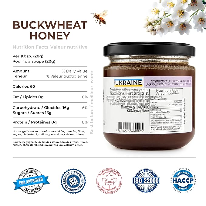 HONIGMA® Raw Buckwheat Honey | Exquisite Taste | 100% Pure | Unpasteurized | Unfiltered | Partially crystallized | 250g/8.8oz
