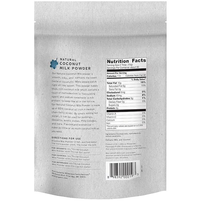 Wildly Conventional Coconut Milk Powder 16 Oz, 1 lb Bag - Naturally Sweet Creamer, Extra Creamy | Perfect in Smoothies, Coffee, Baking, & Cooking