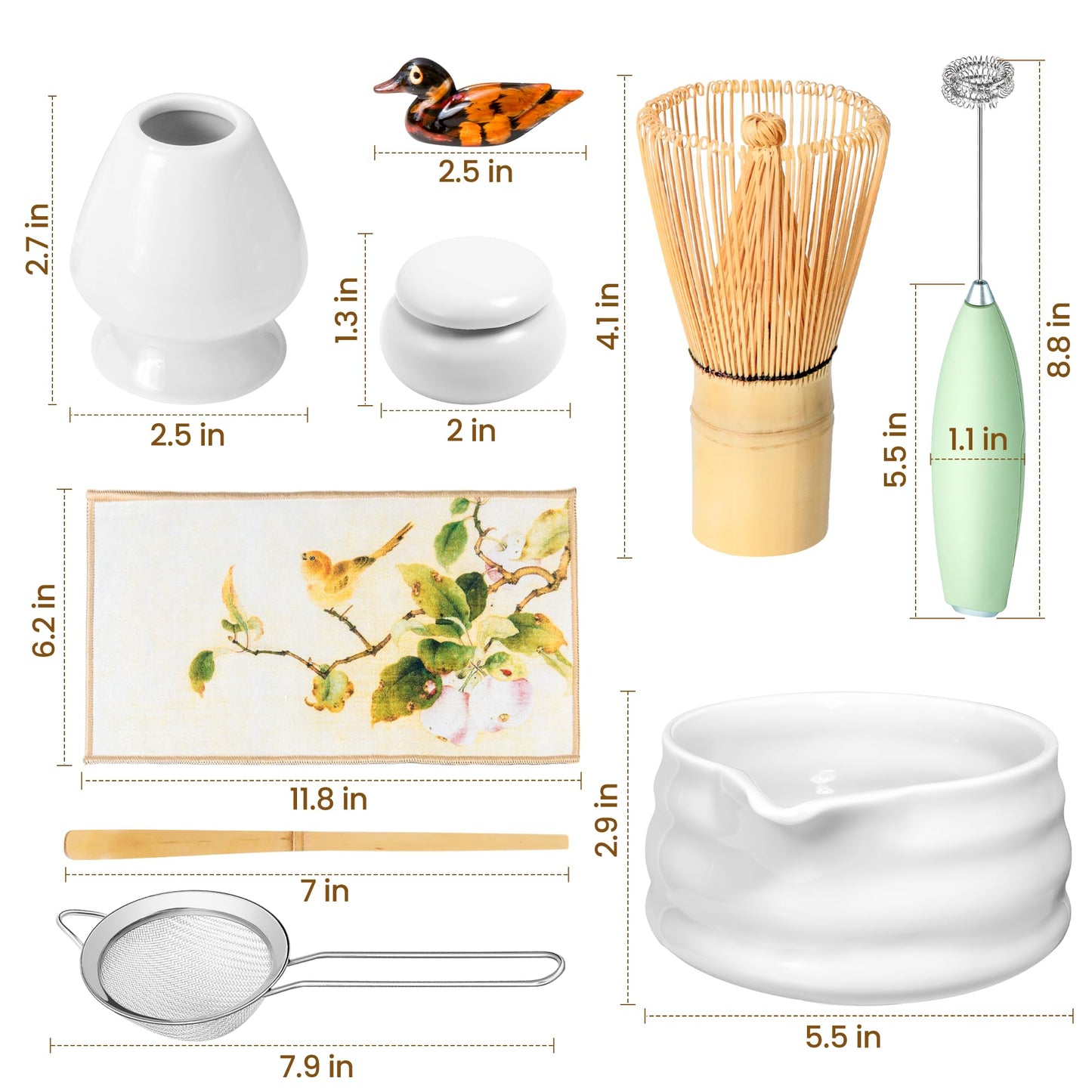 Matcha Whisk Set and Bowl, Matcha Making Kit Whisk, Bowl With Spout, Powder Starter Sifter, Ceramic
