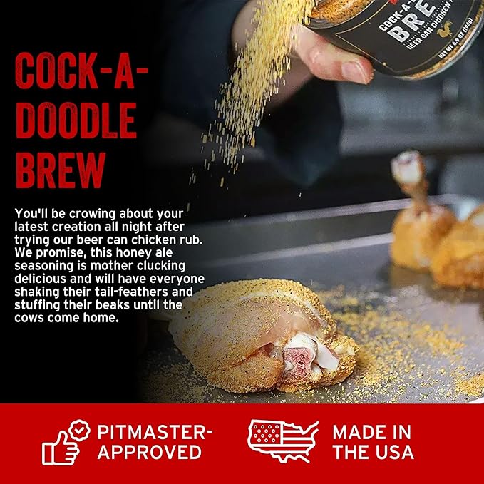PS Seasoning Cock-A-Doodle Brew - Beer Can Chicken Seasoning - BBQ Seasoning & Rubs for Smoking, Grilling, Roasting - Garlic, Paprika, Honey & Ale Dry Rubs for Poultry, BBQ Chicken, Wings, Thighs