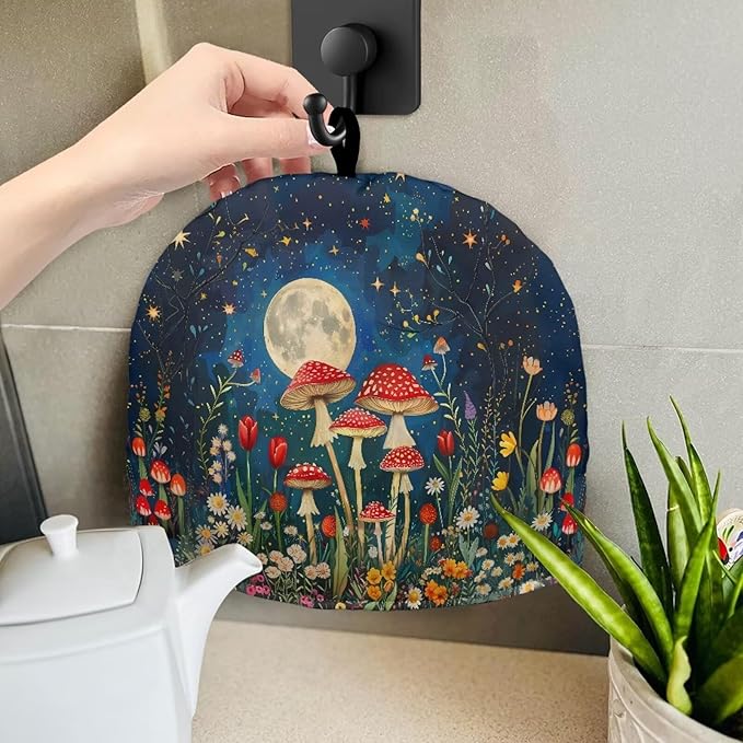 Tea Cozy Red Mushroom Print Creative Insulated Tea Cosy Extra Thick Home Kitchen Decoration Creative Gifts Dust Teapot Cover Kitchen Accessories for Travel
