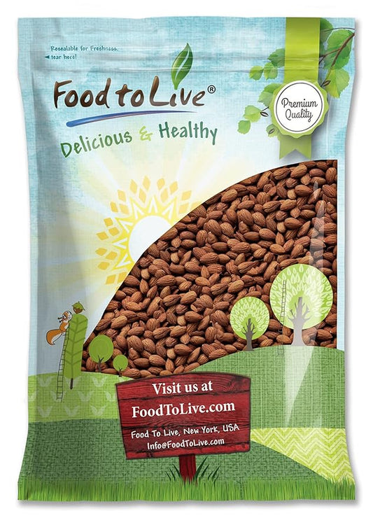 Food to Live - Dry Roasted California Almonds with Himalayan Salt, 8 Pounds Oven Roasted, Lightly Salted Nuts, No Oil Added, Vegan, Kosher. High in Protein and Essential Fatty Acids. Great Snack