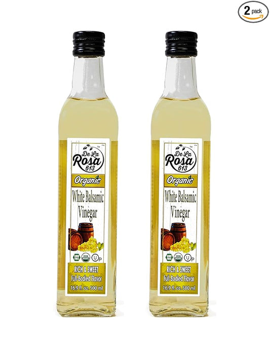De La Rosa Organic White Balsamic Vinegar, Kosher for Passover, Vegan & Gluten-Free, Great for Salad Dressing, Marinades, Organic Balsamic Vinegar 16.9 Oz (Pack of 2)