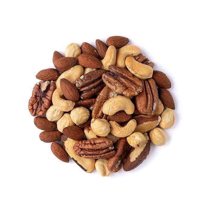 Organic Deluxe Nuts Mix, 8 Pounds ??A Blend of Dry Roasted Pecans, Cashews, Filberts, Almonds and Brazil Nuts with Himalayan Salt. Non-GMO, Oven Roasted and Lightly Salted. No Oil Added, Kosher, Bulk