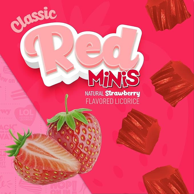 Wiley Wallaby Mini Licorice Bites 0.5 Ounce Classic Gourmet Soft & Chewy Australian Classic Red Licorice Candy Bags, 80 Pack