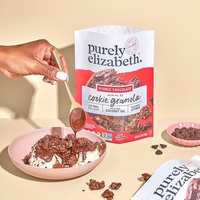Purely Elizabeth Cookie Granola, Double Chocolate, Gluten-Free, Non-GMO 11oz Bag (3 Pack)
