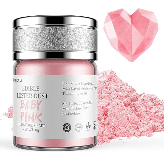 Nomeca Edible Luster Dust, 8 Grams Food Grade Shimmer Gold Cake Dust Metallic Food Coloring Powder for Cake Decorating, Baking, Fondant, Gumpaste, Chocolate, Candy, Drinks, Cookies - Pink