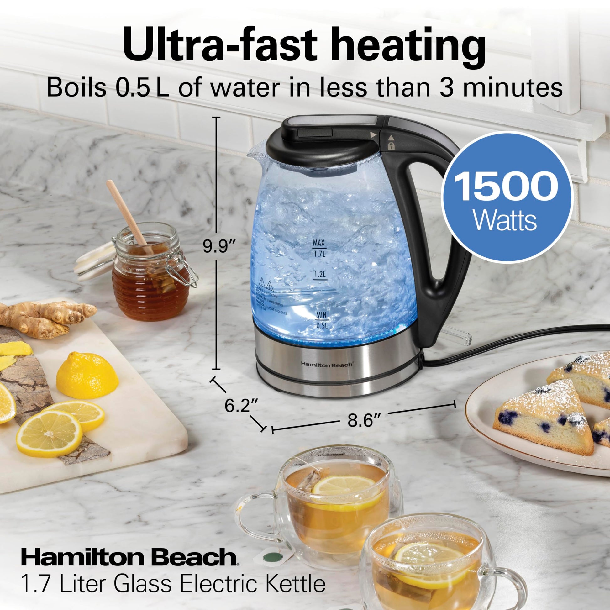 Hamilton Beach 1.7 Liter Electric Tea Kettle, Water Boiler & Heater