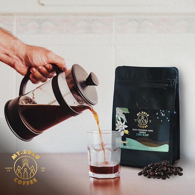 Mt. Zulu Colombian Supremo Coffee ??Whole Bean, Dark Roast, Mold-Free Micro Lot, Artisanally Roasted & Sun-Dried, Bold & Smooth Flavor ??12 oz