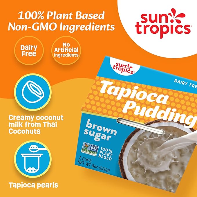 Sun Tropics Tapioca Pudding, Variety Pack | Vegan Dairy Free Pudding | Gluten Free, Non-GMO Project Verified | Ready-to-Eat Cups | 4oz (Pack of 12)