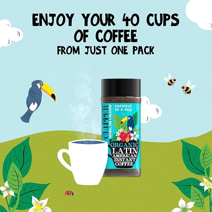 Clipper Coffee: Organic Latin American Instant Coffee – Medium Roast Coffee, Freeze Dried & Ethically Sourced – 6 Pack, 100g Per Jar