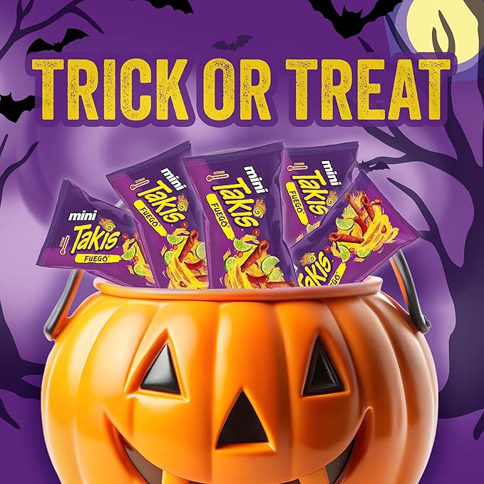 Takis Fuego Mini 25 pc / 1.23 oz Bite Size Multipack, Hot Chili Pepper & Lime Flavored Extreme Spicy Rolled Tortilla Chips