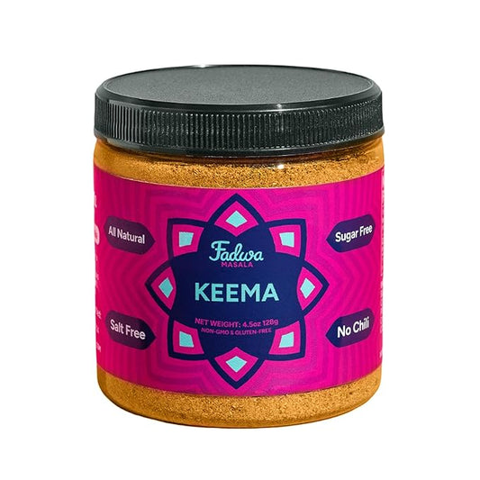 Fadwa Masala Keema Spice Mix - 4.5 oz Jar, Salt & Sugar Free, Non-Spicy Authentic Desi Spices for Pakistani & Indian Cooking, Curry, Garam Masala - No Artificial Ingredients - Gluten Free