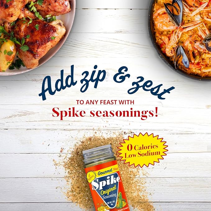 Spike Original All-Purpose Seasoning Salt, Herb, Veggie & Spice Blend 6-Pack ??MSG-Free Seasonings & Spices, 3 Oz Ea