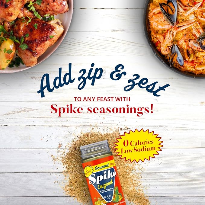 Spike Original All-Purpose Seasoning Salt, Herb, Veggie & Spice Blend 2-Pack ??MSG-Free Seasonings & Spices, 3 Oz Ea