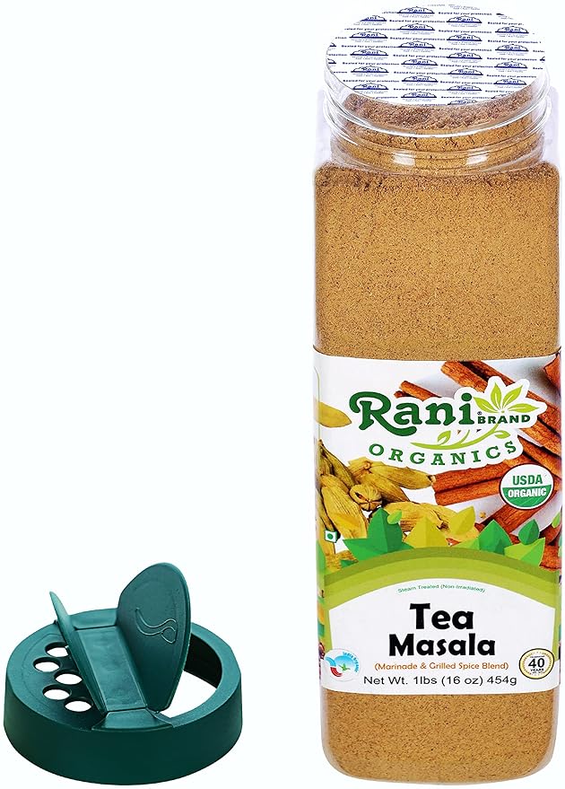 Rani Organic Tea (Chai) Masala Indian Spice Blend 16oz (1lb) 454g PET Jar ~ All Natural | Vegan | Gluten Friendly | NON-GMO | Indian Origin | USDA Certified Organic