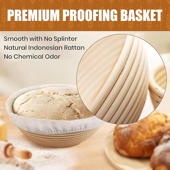 Bread Proofing Basket Set Sourdough Proofing Basket Round Proofing Bowls (Round Proofing basket 10PCS), sourdough bread baking supplies proofing baskets,banneton bread proofing basket 9.5"