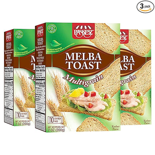 Only Kosher Candy Melba Toast Classic Multigrain Kosher Parve with No Artificial Flavor, Fresh Natural Ingredients, Kosher Certified Delicious Snack Crackers (Pack of 3)