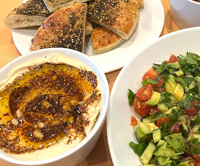 Premium Hummus & Tahini Seasoning Topper by SPICE + LEAF - Vegan Kosher Presticide Free - Spice blend for Hummus, Tahini, Guacamole, Eggs, Salad, Fish and Cooked Vegetables, 2.4 oz.
