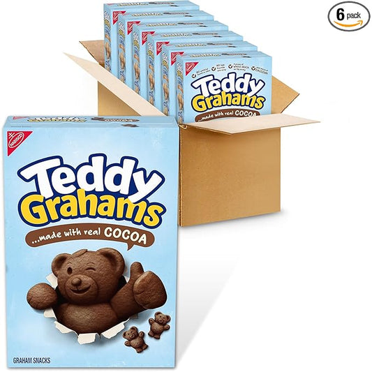 TEDDY GRAHAMS Chocolate Graham Snacks, Bulk Kids Snacks, 6 - 10 oz Boxes