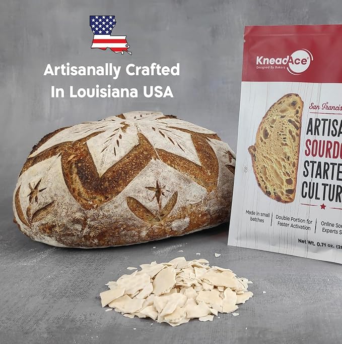 KneadAce Sourdough Starter Culture ??Fast-Activating Natural Wild Yeast for Homemade Bread ??Dehydrated Sourdough Starter for Baking Artisan Loaves, Easy to Use & Perfect for Beginners