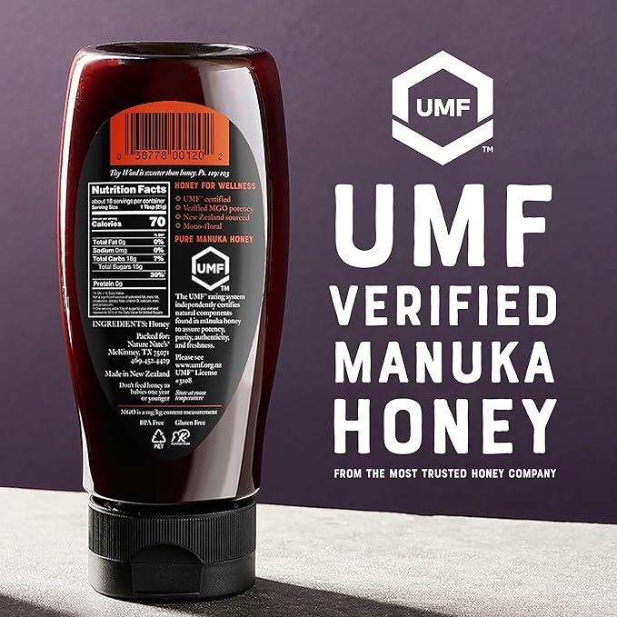 Nature Nate's | Raw Manuka Honey MGO 83+ | UMF 5+ Certified | 13.2 oz Squeeze Bottle