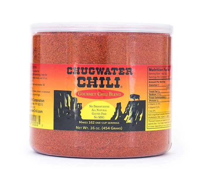 Chugwater Chili | Gourmet Chili Seasoning Mix & Taco Seasoning | 16oz Tub | Wyoming State Championship Chili Recipe | Secret Blend 12 Spices | All Natural, Gluten Free, No MSG & No Preservatives.