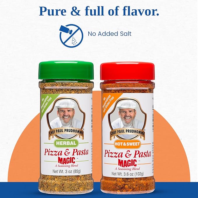 Chef Paul Magic Seasonings Blends Hot and Sweet Pizza and Pasta Magic | No Added Salt | Pizza Seasoning | Perfect for Pasta, Salad & Soups | Italian Seasoning | Pack of 1 Each