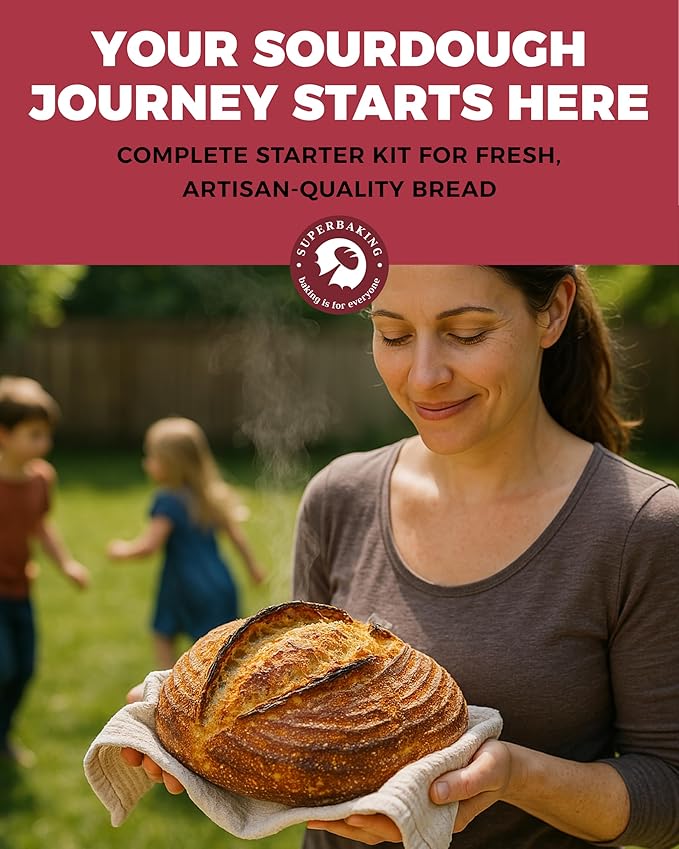 Superbaking Sourdough Starter Jar, Beginner Sourdough Starter Kit, 34oz Wide Mouth Sour Dough Glass Jar with Guides & Recipes, Sourdough Bread Baking Supplies, Sourdough Container Crock