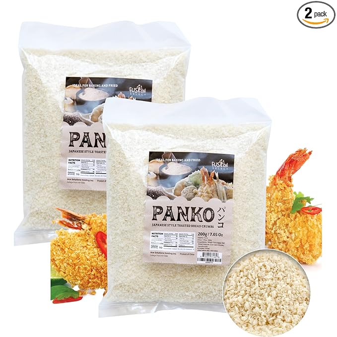 Fusion Select 2 Packs Panko Bread Crumbs - Japanese-Style Toasted Vegan Panko Breadcrumbs for Breading, Frying, Baking - For Fried Chicken & Pork, Baked Pasta, Roasted Vegetables, Tonkatsu