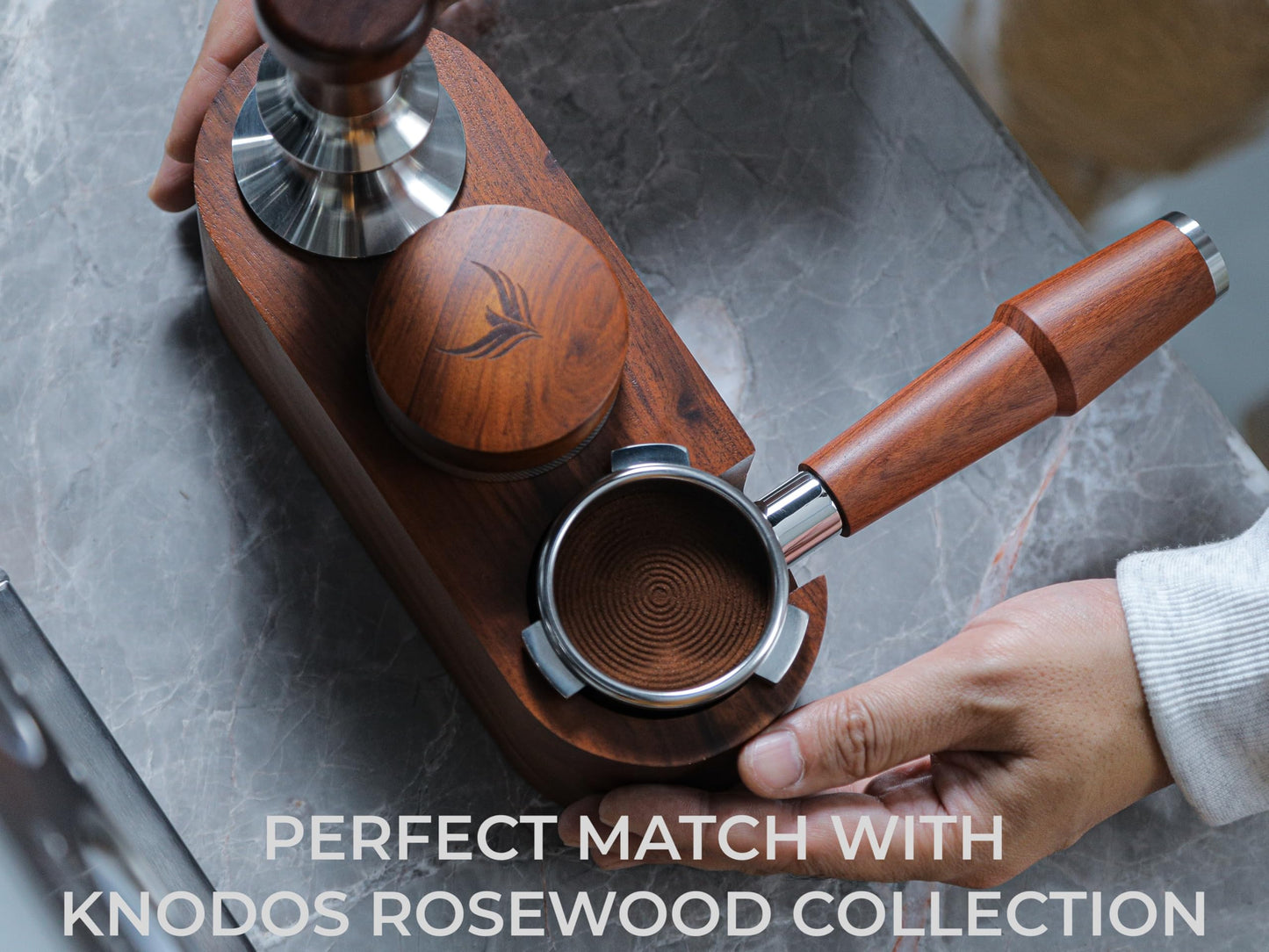 KNODOS Espresso Tamping Station 54mm For Breville Espresso Machine Accessories,Rosewood Portafilter