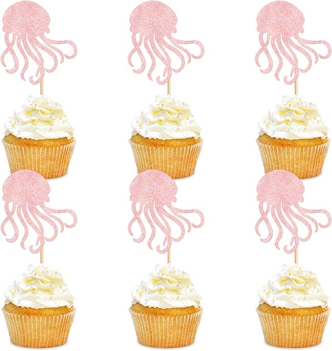 24 PCS Octopus Cupcake Topper Ocean Themed Party Octopus Cupcake Decorations Baby Shower Birthday Party Decorations