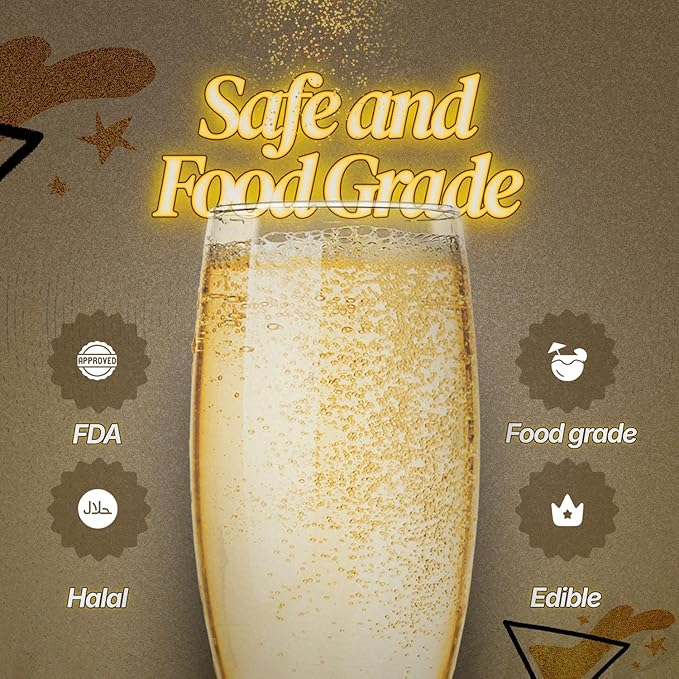 BeePoint Gold Edible Glitter for Drinks 15g - Food Grade, Vibrant Color Shimmer Powdered Dust for Drinks, Cocktails, Cake Decorating, Baking, Chocolates, Candy, Sweets, & Cookies - Vegan & Gluten Free