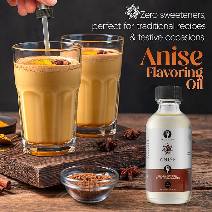 Dolce Flav Natural Anise Extract ??1 Gallon Oil-Soluble Kosher, Sugar-Free, Concentrated Licorice Anise Flavoring for Baking, Cookies & Liqueurs