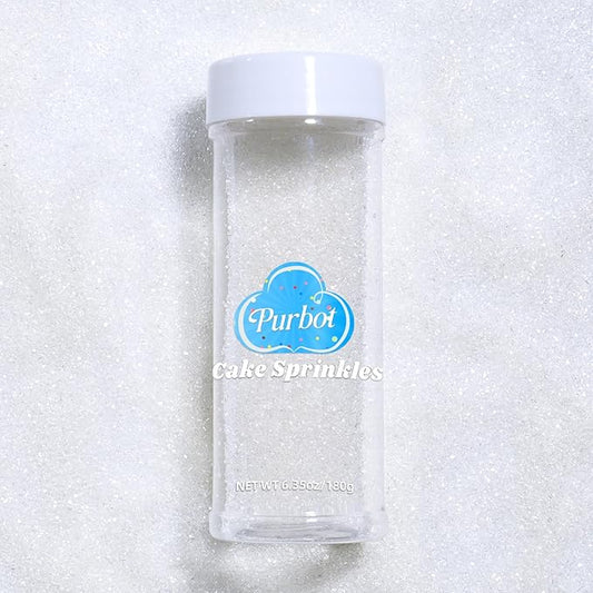 White Sprinkles Sanding Sugar, 6.35 Oz Edible Sparkling Sugar Crystals for Baking Cookies Ice Cream Cupcake Cake Decorations