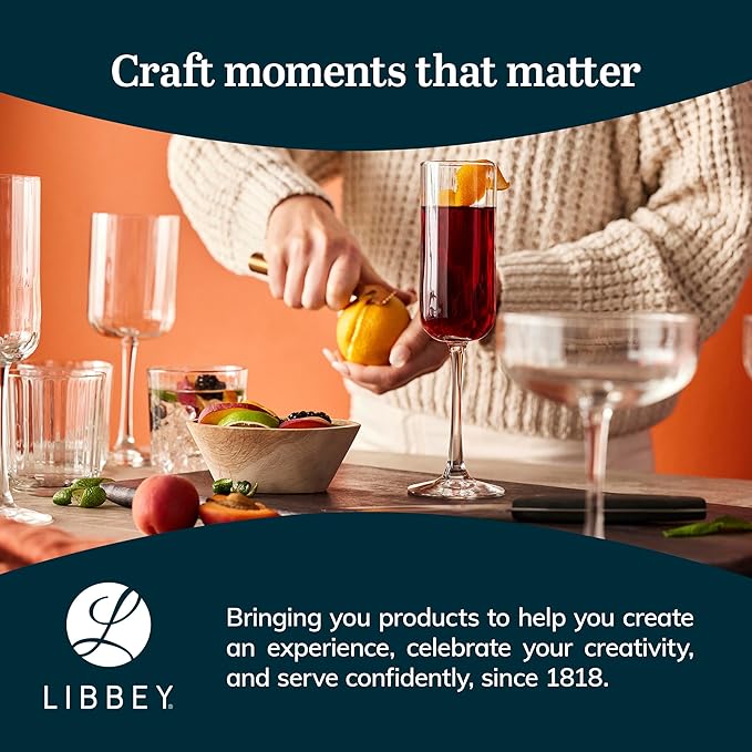Libbey Paneled Cocktail Coupe Glasses, 8.5 Oz Fine Ribbed Line Coupe Glasses Set of 4, Dishwasher Safe Cocktail Martini Glasses
