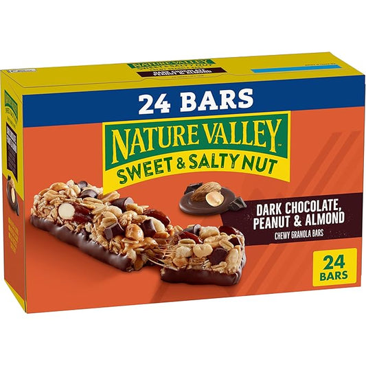 Nature Valley Sweet and Salty Nut Granola Bars, Dark Chocolate Peanut Almond, 24 Bars, 28.8 oz