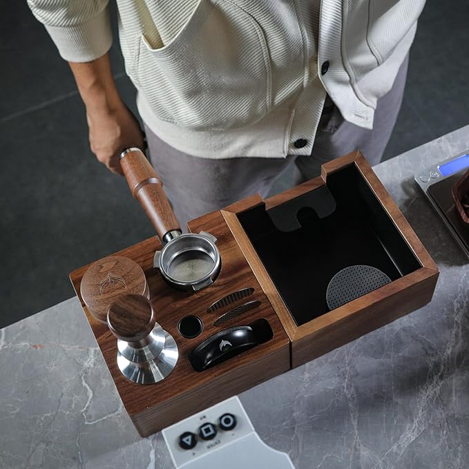 58mm Espresso Tool Kit for E61 Machines ??Naked Portafilter, Spring Tamper, Distributor, Tamping Station & Knock Box | Fits Rocket, ECM, Profitec, Lelit, Quick Mill