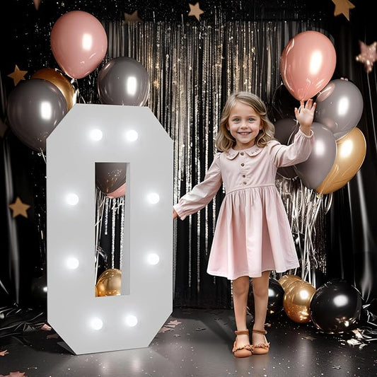 imprsv Marquee Numbers Birthday Decorations: Large 3ft Light up Number Balloon for Party Big 50 Year Old Women Men Birthday Decoration Anniversary Foam Board Wall Number 0
