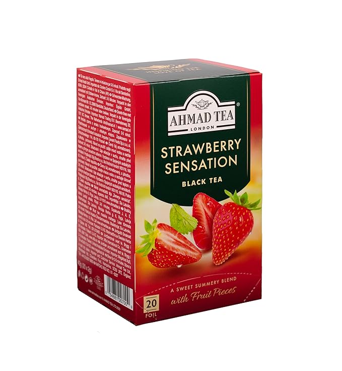 Ahmad Tea Strawberry Sensation Black Tea, 20-Count Boxes (Pack of 6)