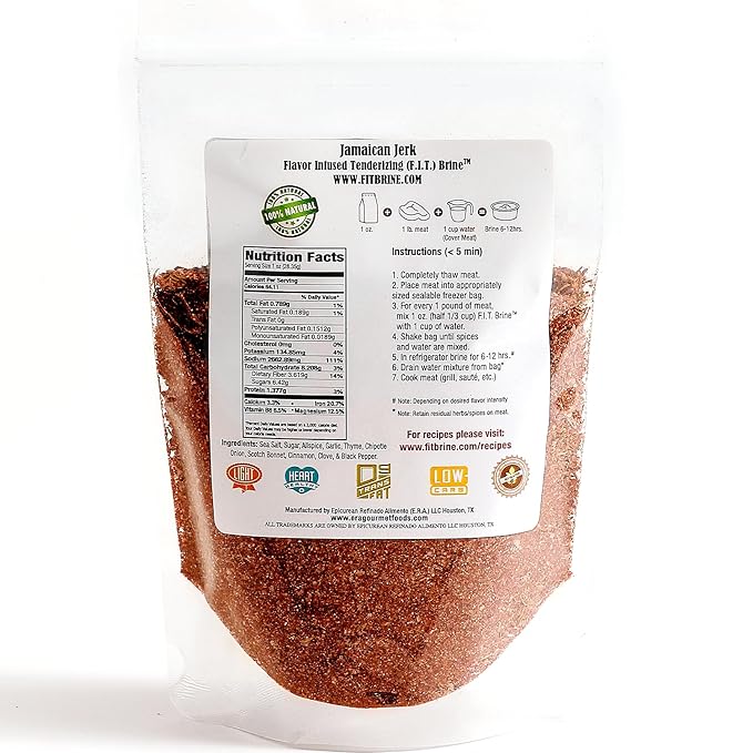 FIT Brine - Jamaican Jerk, 8oz | Premium Meat Tenderizer & Seasoning | Authentic Caribbean Spice Blend | All-Natural for Chicken, Pork, Shrimp & More. Made in Texas.