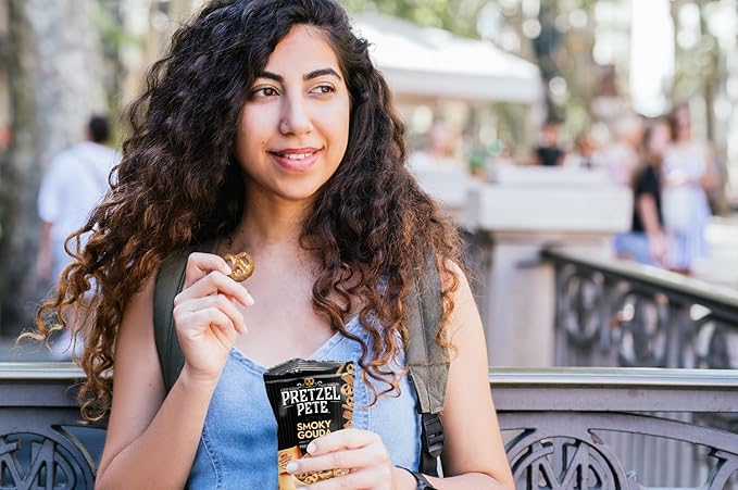 Pretzel Pete Smoky Gouda Seasoned Pretzel Medley, Single Serve Pack, Nut-Free and Sesame-Free Snack, Small Batch, Bold Flavor (1oz, Pack of 24)