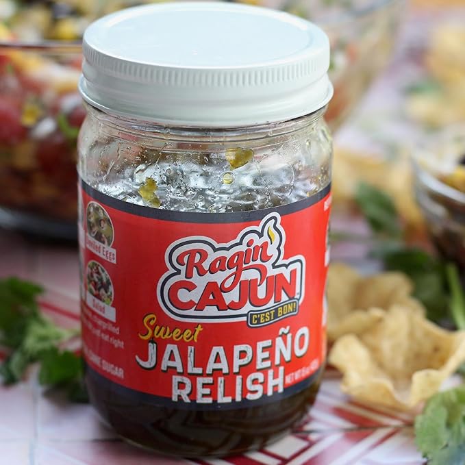 Sweet Jalapeno Relish - 15 oz Jar, All Natural - Spicy Sweet Louisiana Condiment for Dips, Hot Dogs, Sanwiches, Salads & More by Ragin' Cajun
